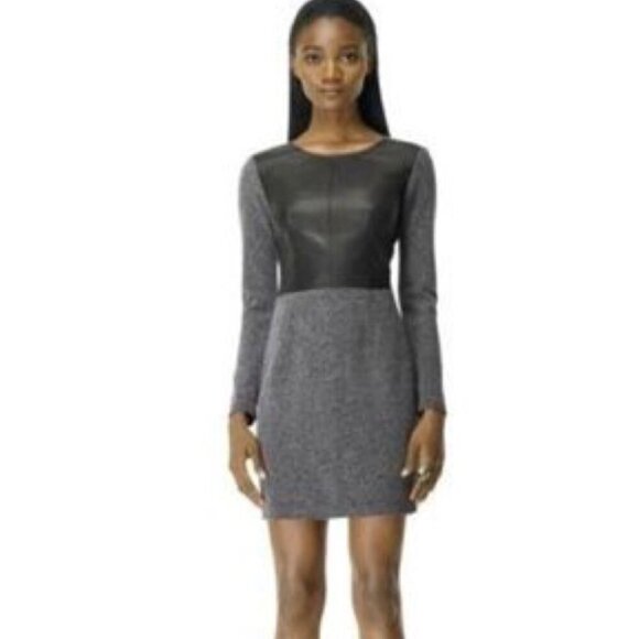 Club Monaco Dayna Herringbone Black Textured Dress - Picture 1 of 9